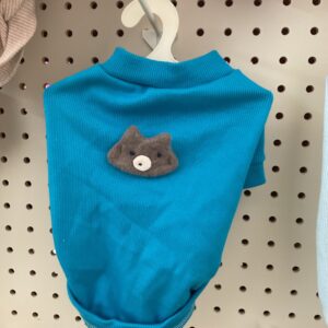 Dog clothe with small cat on back (size M) blue