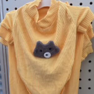 Dog clothe with small cat on back (size M) yellow