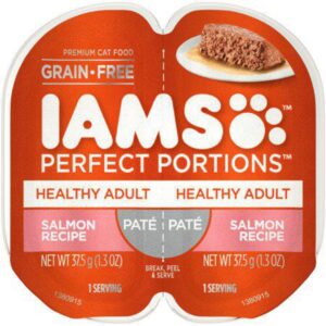 IAMS 19014802326 Perfect Portions Pate Healthy Adult Salmon Recipe Wet Cat Food Tray