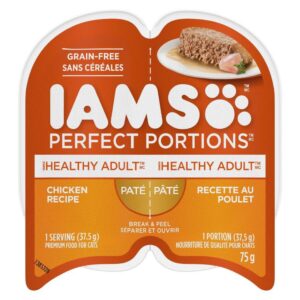 IAMS Perfect Portions Grain Free Adult Wet Cat Food Pate Chicken Recipe, 2.6 Oz. Twin Pack Tray